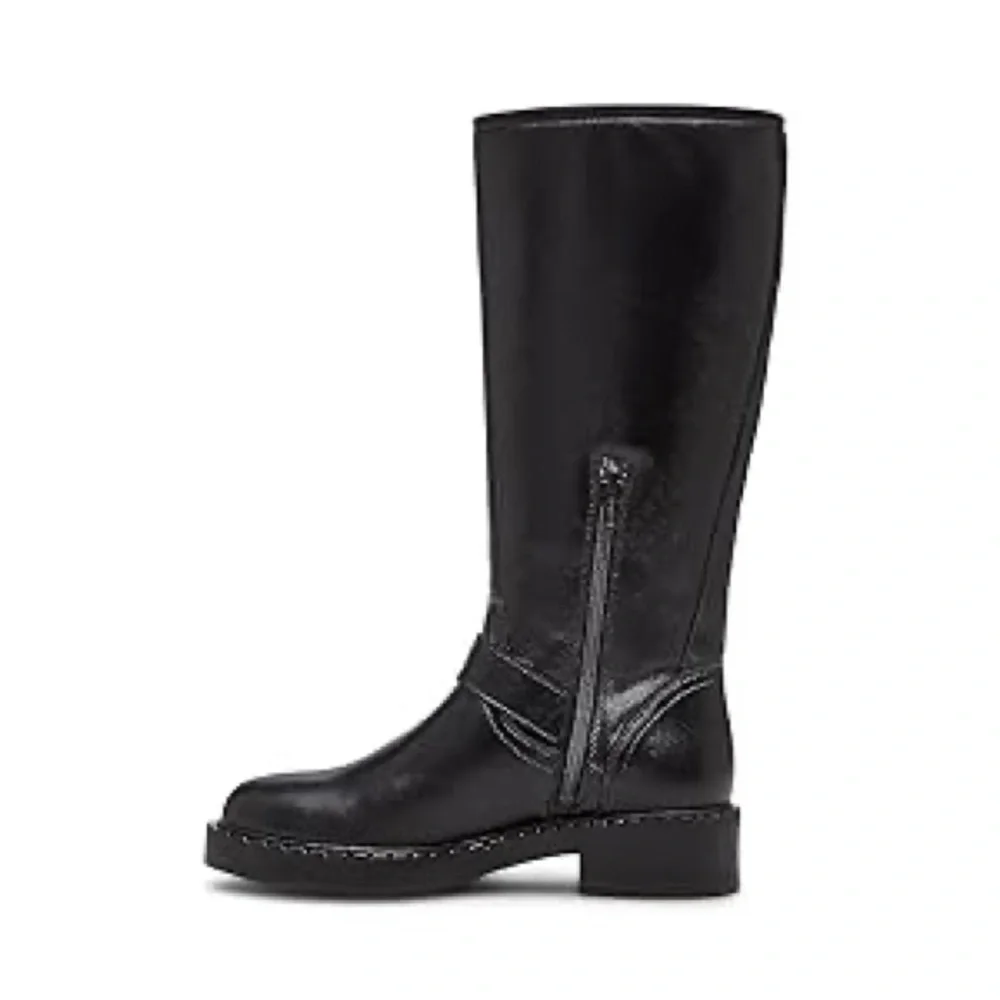 New Steve Madden Erma Black Leather Tall Boots Size 7 M - Picture 6 of 7